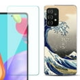 thumbnail image 1 of Slim-Fit Flexible Gel TPU Phone Case compatible with Samsung Galaxy A52 5G, with Tempered Glass Screen Protector, by OneToughShield ® - Great Wave, 1 of 2