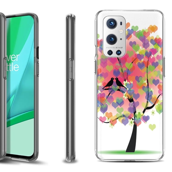 Slim-Fit Flexible TPU Gel Phone Case Compatible with OnePlus 9 PRO 5G, by OneToughShield - Color Hearts Tree