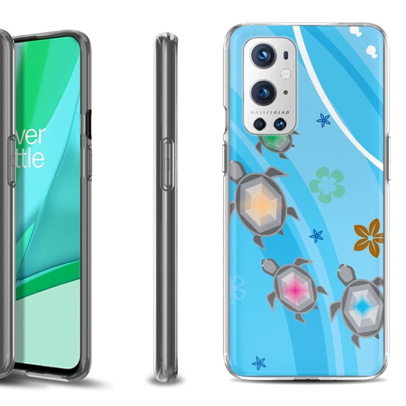 Slim-Fit Flexible TPU Gel Phone Case Compatible with OnePlus 9 PRO 5G, by OneToughShield - Happy Turtle