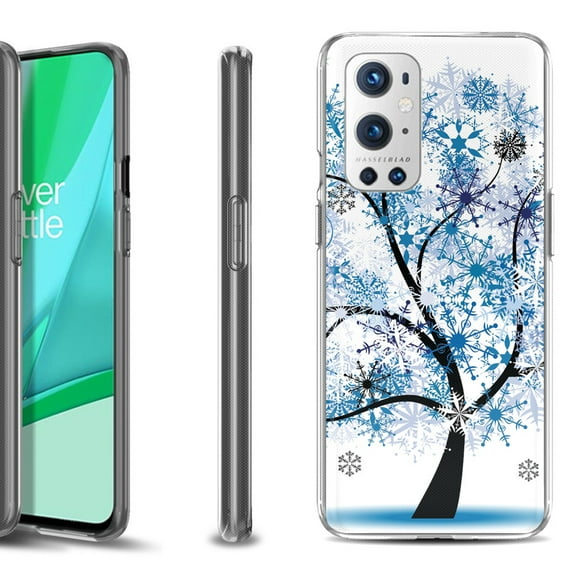 Slim-Fit Flexible TPU Gel Phone Case Compatible with OnePlus 9 PRO 5G, by OneToughShield - Snowflakes Tree