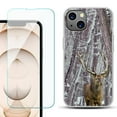 thumbnail image 1 of Slim-Fit Flexible TPU Gel Phone Case for iPhone 13, with Tempered Glass Screen Protector, by OneToughShield ® - Deer/Snow/Camo, 1 of 4