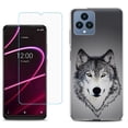 thumbnail image 1 of Slim-Fit Gel TPU Fashion Phone Case for T-Mobile Revvl 6 5G, with Tempered Glass Screen Protector, by OneToughShield ® - Wolf Face, 1 of 3