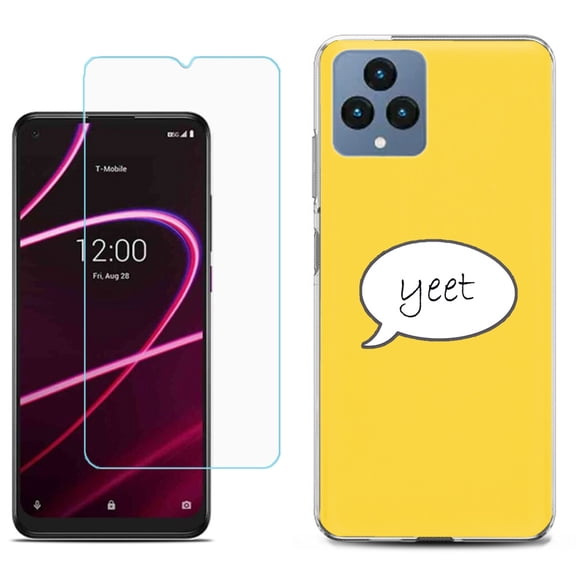 Slim-Fit Gel TPU Fashion Phone Case for T-Mobile Revvl 6 5G, with Tempered Glass Screen Protector, by OneToughShield ® - Yeet