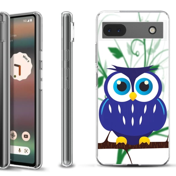 Slim-Fit Gel TPU Phone Case for Google Pixel 6a, by OneToughShield ® - Blue Owl