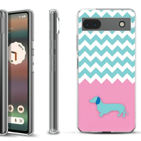 Slim-Fit Gel TPU Phone Case for Google Pixel 6a, by OneToughShield  - Chevron/Dachshund/Puppy