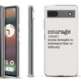 thumbnail image 1 of Slim-Fit Gel TPU Phone Case for Google Pixel 6a, by OneToughShield ® - Dictionary/Courage, 1 of 3