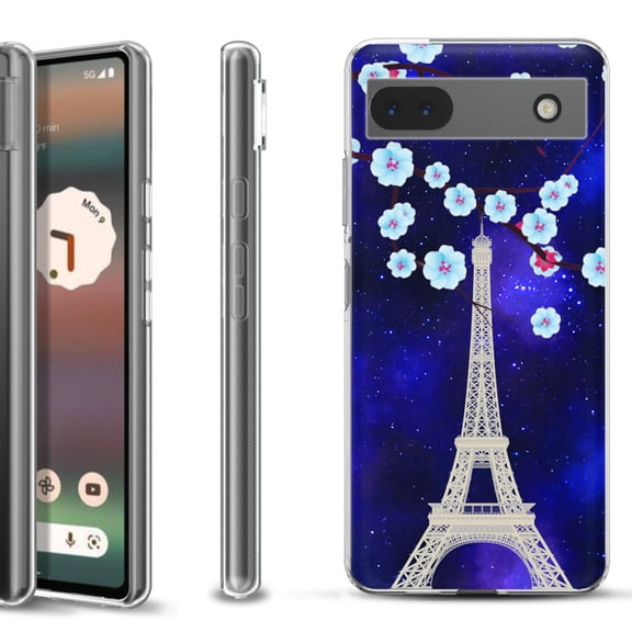 Slim-Fit Gel TPU Phone Case for Google Pixel 6a, by OneToughShield  - Eiffel Tower Stars