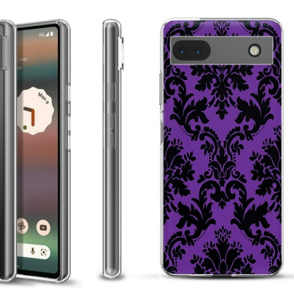 Slim-Fit Gel TPU Phone Case for Google Pixel 6a, by OneToughShield  - Victorian Purple/Black