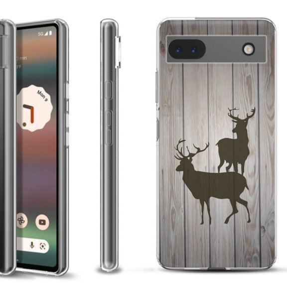 Slim-Fit Gel TPU Phone Case for Google Pixel 6a, by OneToughShield  - Wood/Deer
