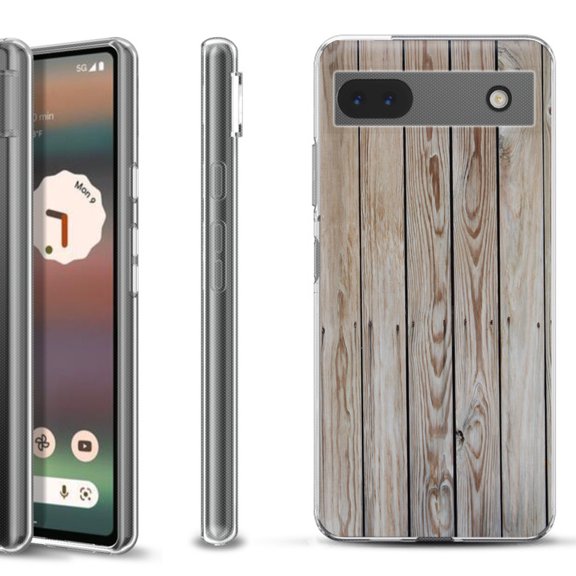 Slim-Fit Gel TPU Phone Case for Google Pixel 6a, by OneToughShield ® - Wood Print