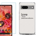 thumbnail image 1 of Slim-Fit Gel TPU Phone Case for Google Pixel 7, with Tempered Glass Screen Protector, by OneToughShield ® - Dictionary/Love, 1 of 4