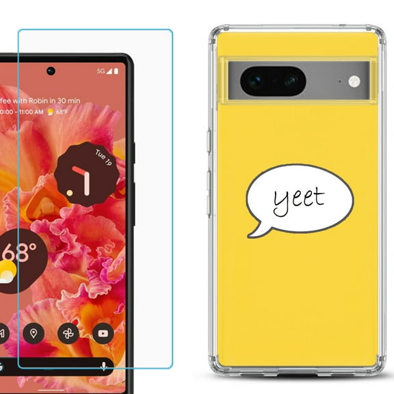 Slim-Fit Gel TPU Phone Case for Google Pixel 7, with Tempered Glass Screen Protector, by OneToughShield ® - Yeet
