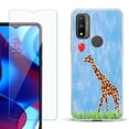 thumbnail image 1 of Slim-Fit Gel TPU Phone Case for Motorola Moto G Pure, with Tempered Glass Screen Protector, by OneToughShield ® - Giraffe/Balloon, 1 of 3
