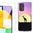thumbnail image 1 of Slim-Fit Gel TPU Phone Case for Samsung Galaxy A23 5G, with Tempered Glass Screen Protector, by OneToughShield ® - Moonlight Giraffe, 1 of 3