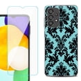 thumbnail image 1 of Slim-Fit Gel TPU Phone Case for Samsung Galaxy A23 5G, with Tempered Glass Screen Protector, by OneToughShield ® - Victorian Blue/Black, 1 of 3