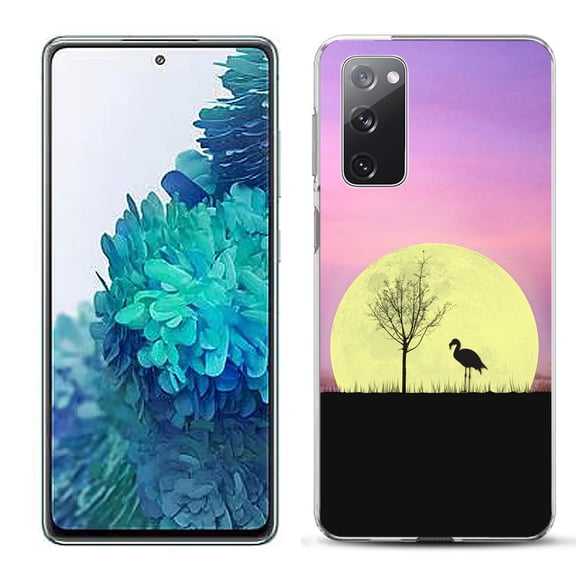 Slim-Fit Gel TPU Phone Case for Samsung Galaxy S20 FE 5G Fan Edition, by OneToughShield - Moonlight Flamingo