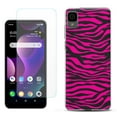 thumbnail image 1 of Slim-Fit Gel TPU Phone Case for TCL 30Z / 30 Z / 30 LE, with Tempered Glass Screen Protector, by OneToughShield ® - Zebra Pink, 1 of 3