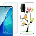 thumbnail image 1 of Slim-Fit Gel TPU Phone Case for TCL 4X 5G, with Tempered Glass Screen Protector, by OneToughShield ® - Tree Owl, 1 of 3