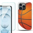 thumbnail image 1 of Slim-Fit Gel TPU Phone Case for iPhone 13 Pro Max, with Tempered Glass Screen Protector, by OneToughShield ® - Basketball, 1 of 4