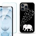 thumbnail image 1 of Slim-Fit Gel TPU Phone Case for iPhone 13 Pro Max, with Tempered Glass Screen Protector, by OneToughShield ® - Elephant Music, 1 of 4