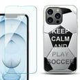 thumbnail image 1 of Slim-Fit Gel TPU Phone Case for iPhone 13 Pro Max, with Tempered Glass Screen Protector, by OneToughShield ® - Keep Calm Soccer, 1 of 4