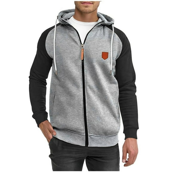 Slim Fit Hoodies Sweatshirts For Men Lightweight Fleece Lined Drawstring Zipper Hooded Warm Jacket Autumn Winter Coats