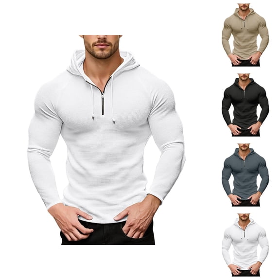 Slim Fit Hoodies for Men 2025 Long Sleeve Plain Hooded Sweatshirt Breathable Pullover Hoodie Mens Hoodies