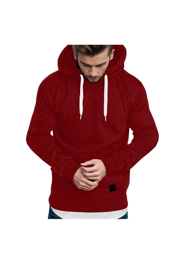Slim Fit Hoodies for Men Athletic Gym Lightweight Pullover Hoodie Solid Color Workout Hooded Sweatshirt with Pocket