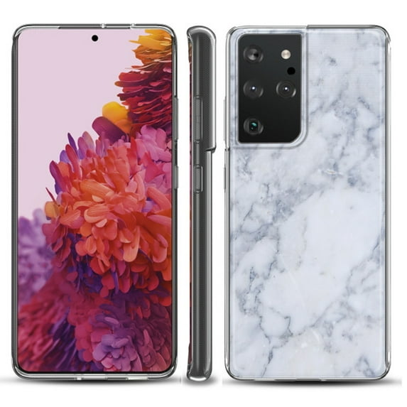 Slim-Fit Lightweight Protective Phone Case compatible with Samsung Galaxy S21 ULTRA 5G, by OneToughShield ® - Marble / Clouds