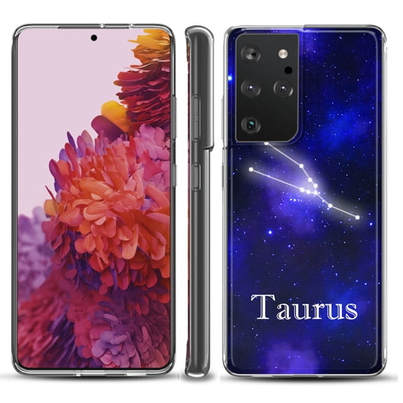Slim-Fit Lightweight Protective Phone Case compatible with Samsung Galaxy S21 ULTRA 5G, by OneToughShield - Zodiac / Taurus