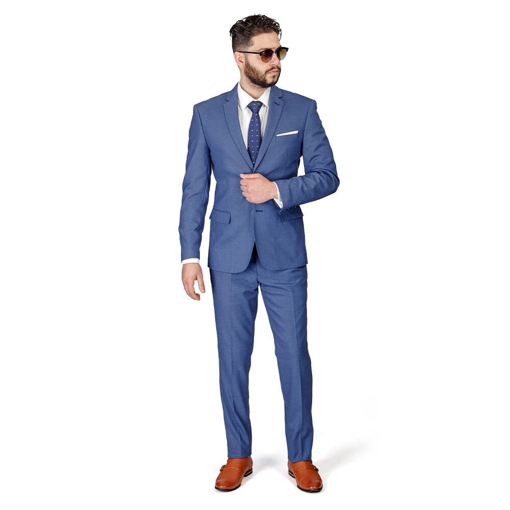 Men's Slim Fit Grey 2-button Notch Collar Business Suit main image 0
