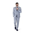 thumbnail image 1 of Slim Fit Men Suit Micro Textured Weave 2 Button Notch Collar AZAR 11812 (48 Long 40/41 Waist 34 Length, Stone Silver Blue), 1 of 6