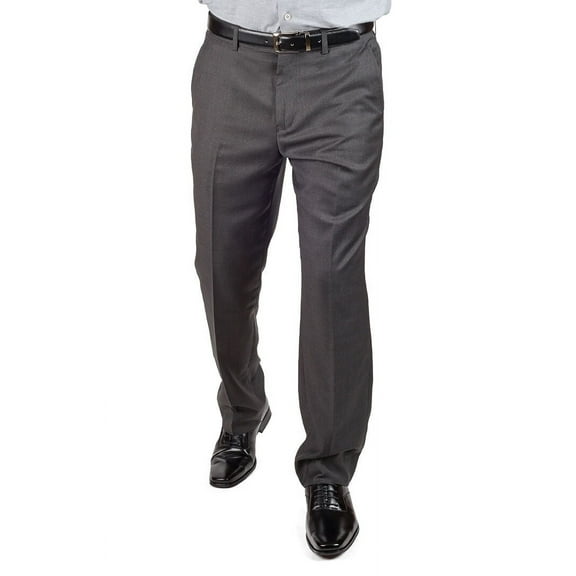 Slim Fit Men's Solid Suit Pants Trouser Flat Front No Pleats Dress Slacks (US, Waist Inseam, 30, 32, Regular, Regular, Black)