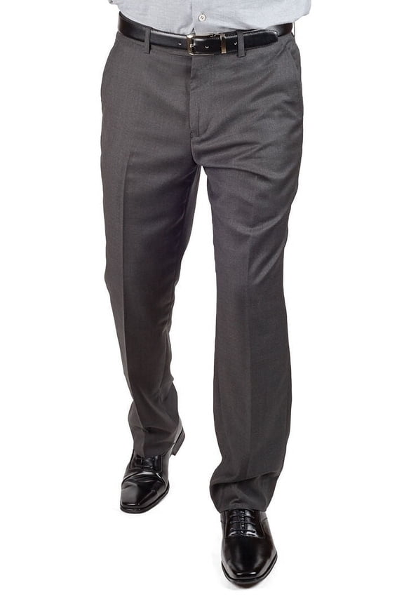 Slim Fit Men's Solid Suit Pants Trouser Flat Front No Pleats Dress Slacks (US, Waist Inseam, 34, 32, Regular, Regular, Charcoal)