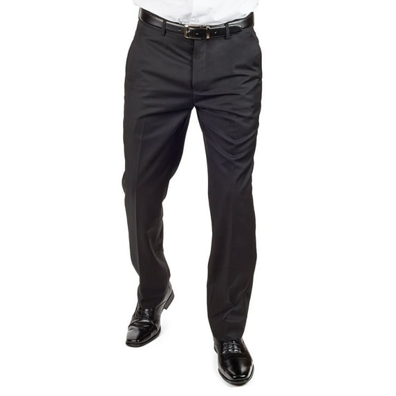 Slim Fit Men's Solid Suit Pants Trouser Flat Front No Pleats Dress Slacks (US, Waist Inseam, 36, 32, Regular, Regular, Black)
