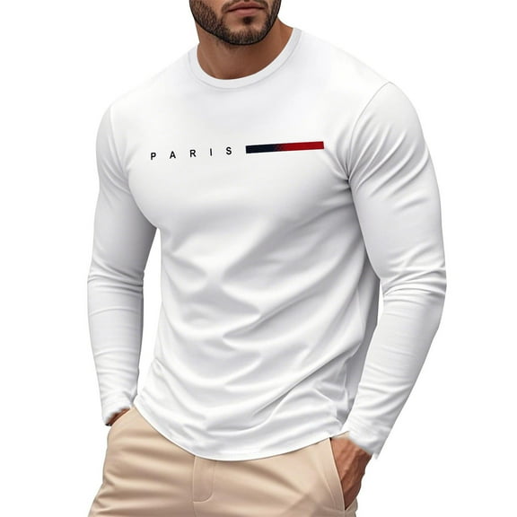 Slim Fit Men's T-Shirts Short Sleeve Casual Tees Street Style A New Men's Casual Fashionable And Breathable Large Sized Printed Long Sleeved T Shirt Base Layer