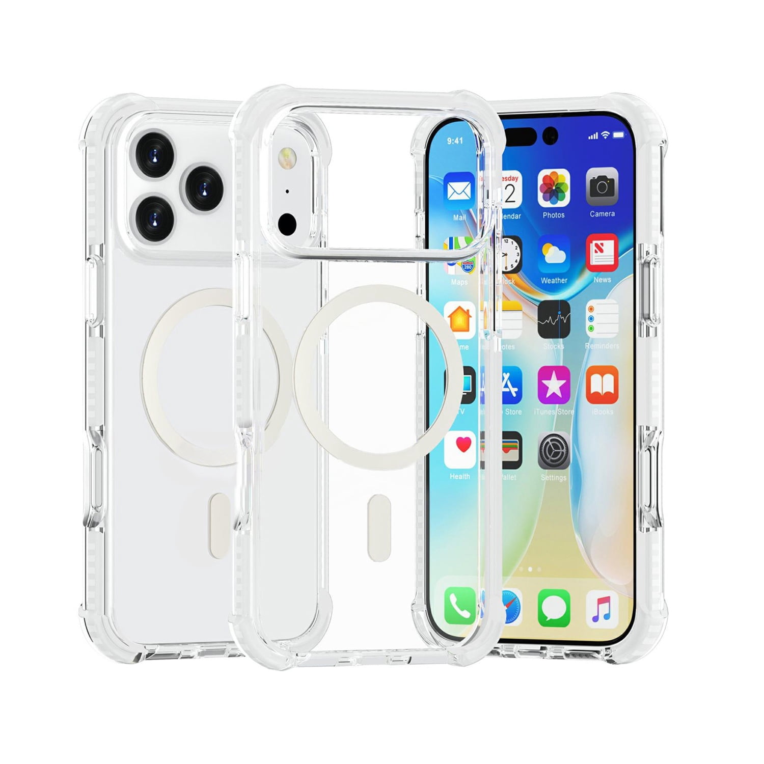 Slim Fit Mesh Sport Cover Compatible with Wireless Charging for iPhone 17 Pro Max - White