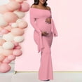 thumbnail image 1 of Slim Fit One Shoulder Maternity Evening Dress with Flared Sleeve and High Slit, 1 of 8