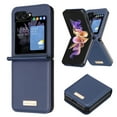 thumbnail image 1 of Slim Fit PU Leather Case for Samsung Galaxy Z Flip 4, Premium PU Leather Back [Wireless Charging Support] Shockproof Protective TPU Frame Case for Samsung Galaxy Z Flip 4 2022, Blue, 1 of 5