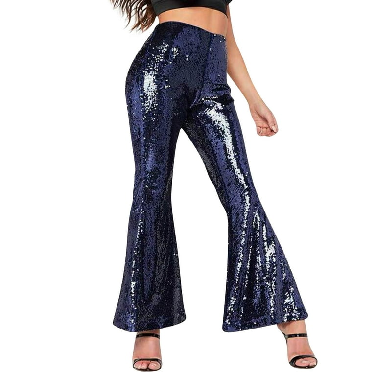 Slim Fit Pants for Women Casual Business Casual Dress Pants for Women  Women's Sequined Shiny High Waist Stretch Flare Pants Nightclub Trousers  Flare Yoga Pants for Women Tall 