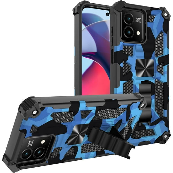 Slim Fit Phone Case for Moto G Stylus 5G 2023,Army Camouflage Durable Case with Military Grade Anti-Drop Protection and Built-in Kickstand Cover for Moto G Stylus 5G 2023,MC Dark Blue