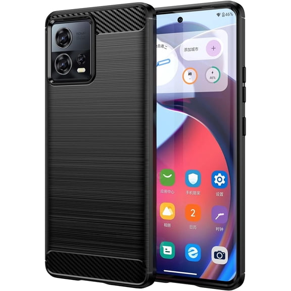 Slim Fit Phone Case for Motorola Edge 30 Fusion,Soft Carbon Fiber Fashion Design Case with Military Grade Shockproof and Screen Camera Lens Protection for Moto Edge 30 Fusion,LS Black