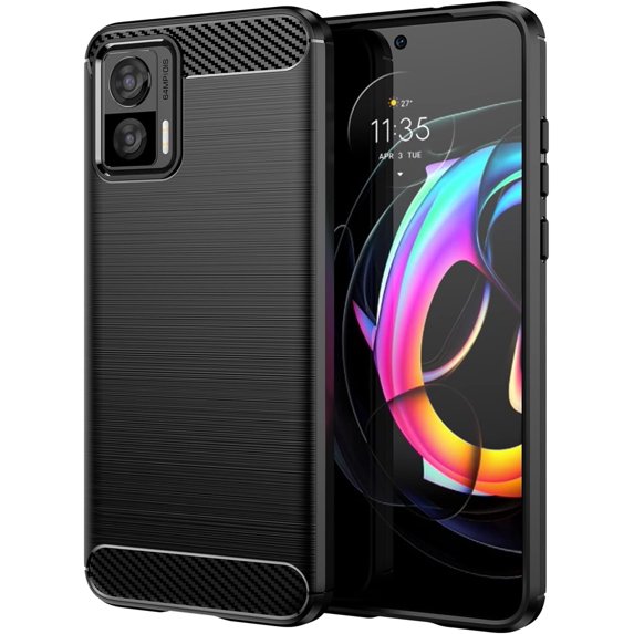 Slim Fit Phone Case for Motorola Edge 30 Neo,Soft Carbon Fiber Fashion Design Case with Military Grade Shockproof and Screen Camera Lens Protection for Moto Edge 30 Neo,LS Black