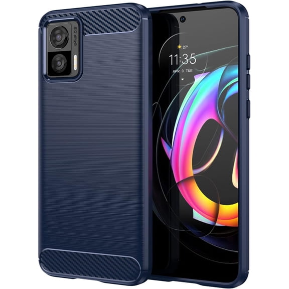 Slim Fit Phone Case for Motorola Edge 30 Neo,Soft Carbon Fiber Fashion Design Case with Military Grade Shockproof and Screen Camera Lens Protection for Moto Edge 30 Neo,LS Blue