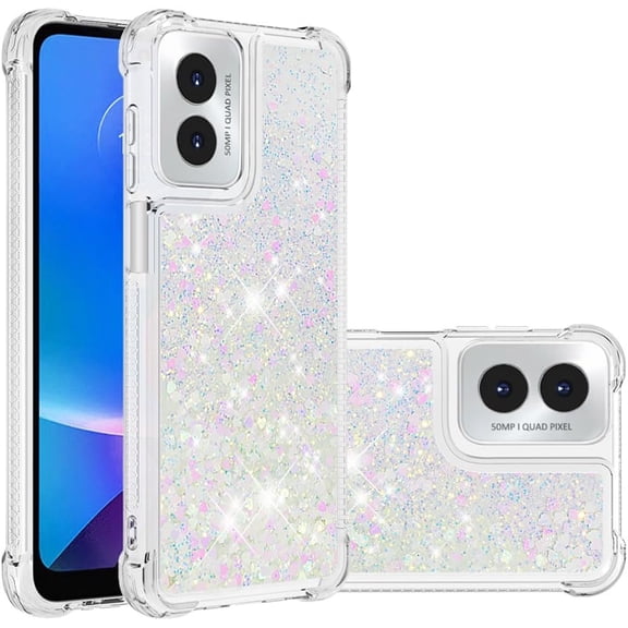 Slim Fit Phone Case for Motorola G Play 4G 2024,Soft TPU Glitter Liquid Quicksand Effect Silicone Stylish Case,Screen and Camera Protection Cover for Moto G Play 4G,LSWT Colorful