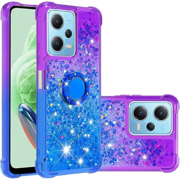 Slim Fit Phone Case for Redmi Note 12 4G, Bling Shiny Quicksand Effect TPU Bumper Case with Four Corners Heavy Anti-Fall Protection for Redmi Note 12 4G,Purple Blue