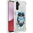 thumbnail image 1 of Slim Fit Phone Case for Samsung Galaxy A14,Crystal Bling Quicksand Effect TPU Bumper Case with Four Corners Anti-Drop Protection Cover for Samsung Galaxy A14 5G/4G,YBDT Owl, 1 of 12