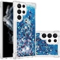 thumbnail image 1 of Slim Fit Phone Case for Samsung Galaxy S22 Ultra, Glitter Liquid Quicksand Effect Silicone Soft TPU Case with Camera Lens and Screen Protection for Galaxy S22 Ultra,LSWT Blue, 1 of 14