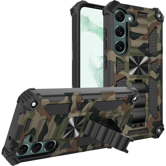 Slim Fit Phone Case for Samsung Galaxy S23 (Not fit S23 Plus),Army Camouflage Case with Military Grade Anti-Drop Protection and Built-in Kickstand Cover for Galaxy S23,MC Army Green