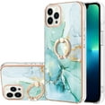 thumbnail image 1 of Slim Fit Phone Case for iPhone 15 Pro Max,Shiny Ring Kickstand Case for Girls,Camera and Screen Protection Cover for iPhone 15 Pro Max (6.7 in.),ZHDD Green, 1 of 8